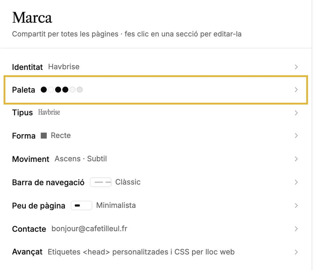 El tauler Marca amb Identitat, Paleta, Tipografia, Forma i més