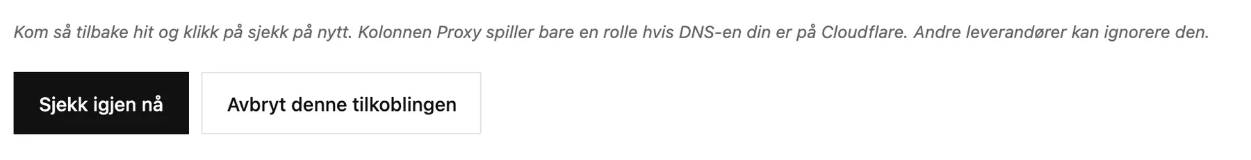 Knappen Sjekk igjen nå under oppføringene