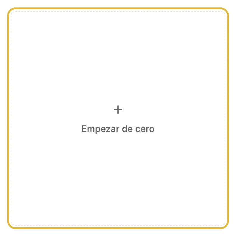 La tarjeta Empezar desde cero en el panel