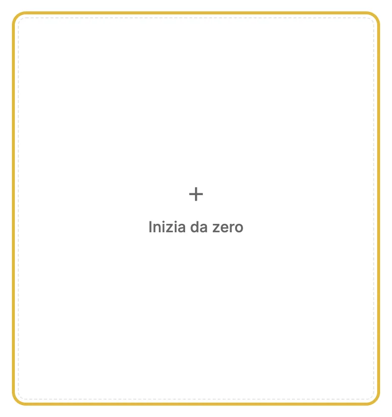 La scheda Parti da zero nella dashboard