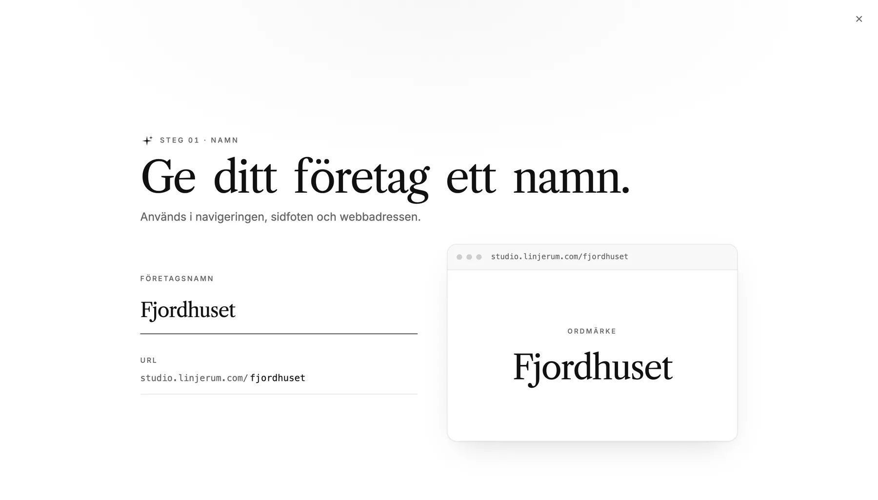 Steget Namnge ditt företag med ett ifyllt företagsnamn
