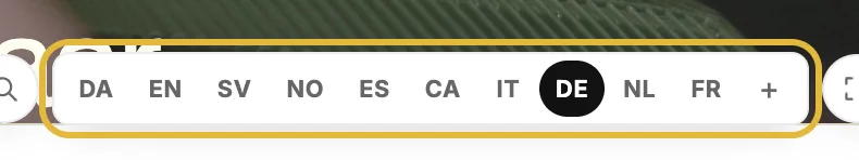 The language bar at the bottom of the editor, with a button per language